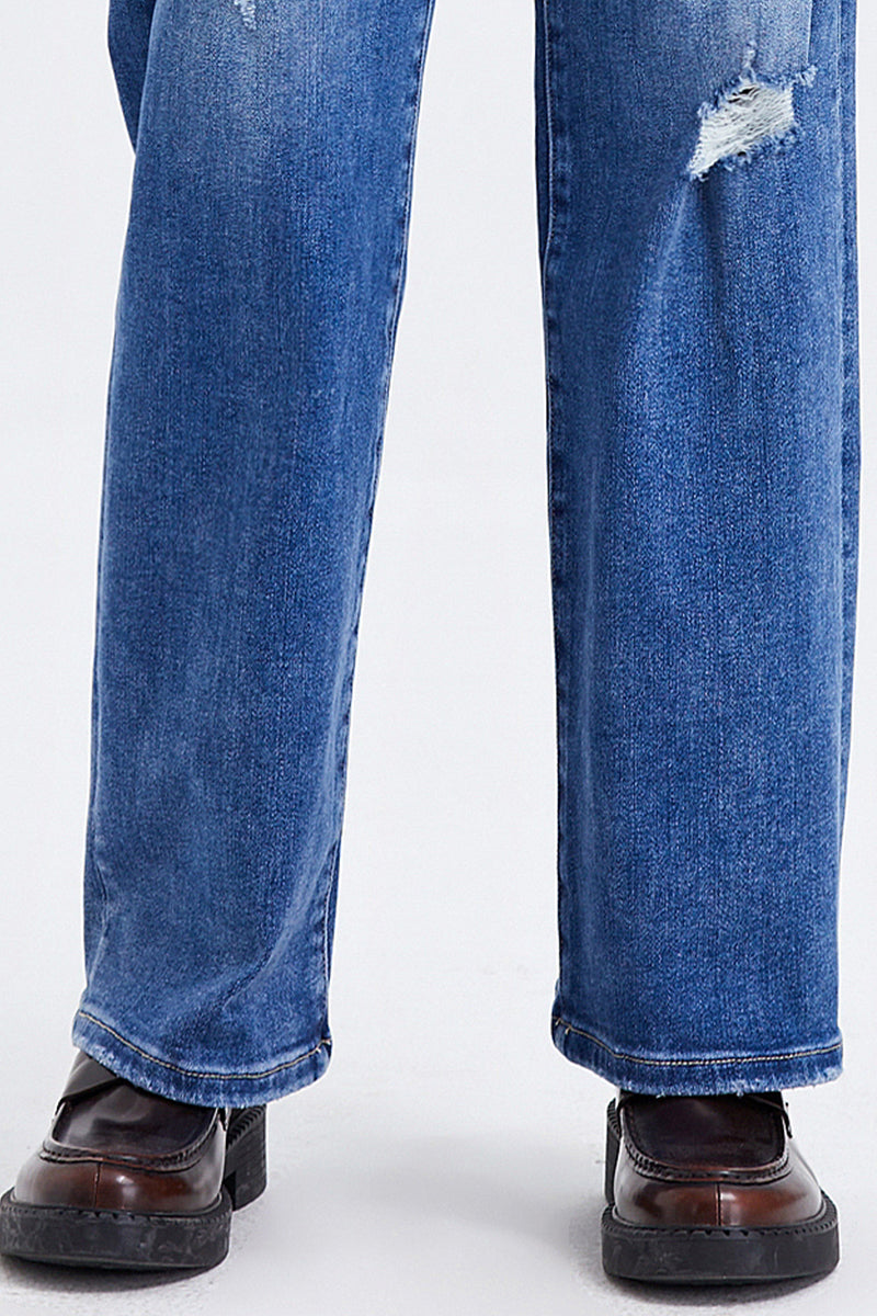 BAYEAS HIGH QUALITY SUPER HIGH RISE CROSS OVER WIDE LEG JEANS - BYW8003