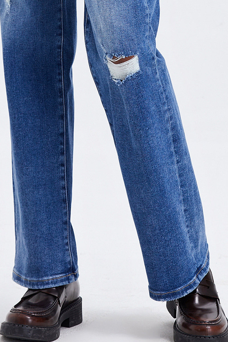 BAYEAS HIGH QUALITY SUPER HIGH RISE CROSS OVER WIDE LEG JEANS - BYW8003