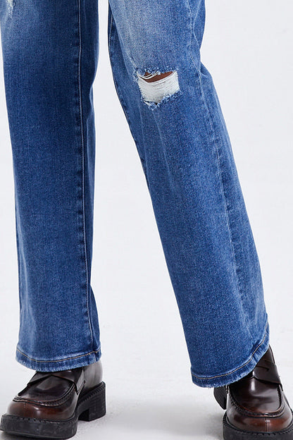 BAYEAS HIGH QUALITY SUPER HIGH RISE CROSS OVER WIDE LEG JEANS - BYW8003