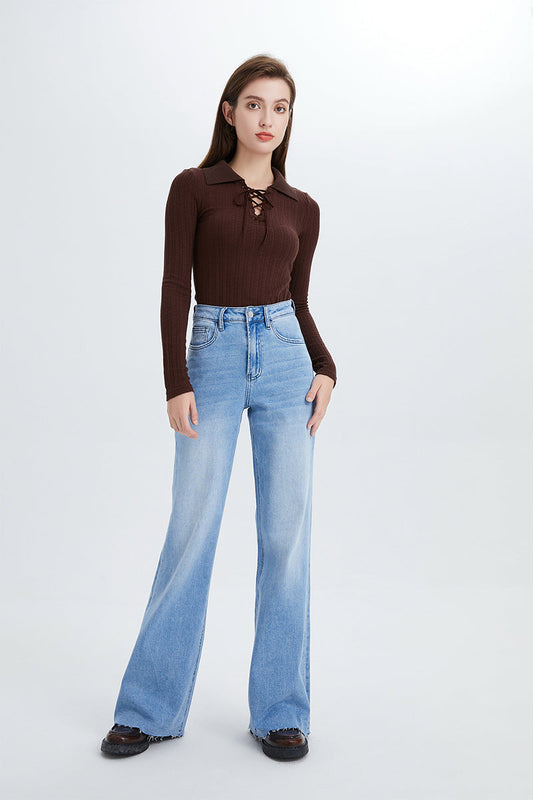 BAYEAS HIGH QUALITY HIGH RISE WIDE LEG JEANS - BYW8101