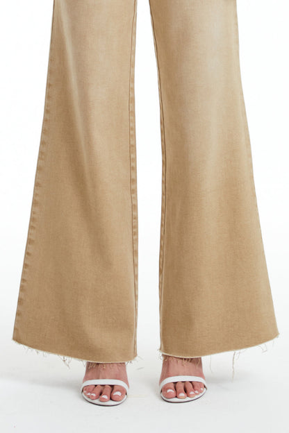 BAYEAS HIGH QUALITY KHAKI UTILITY PATCH POCKET WIDE LEG JEAN - BYW8103-K