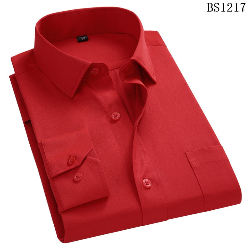 Men's Mens Business Classic Solid Long Sleeved Dress Shirts (6 Colors)