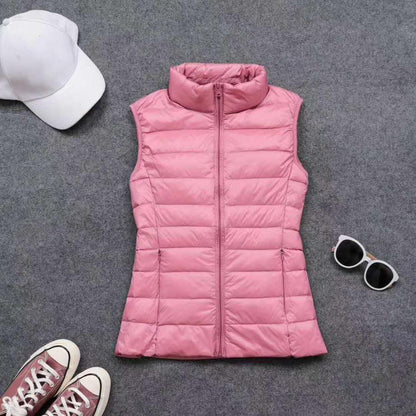 Spring autumn women 90% white duck down vest waistcoat soft warm thin Ultra Light waistcoat jacket female Portable vest coat