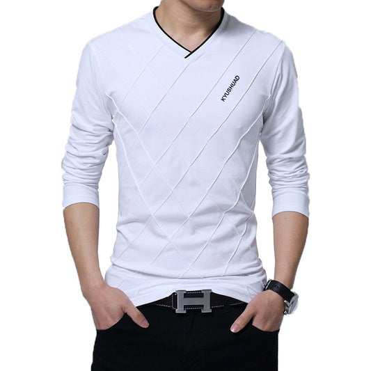 Men's Casual Slim fit Long Sleeve V Neck Fitness T-shirt (5 Colors)