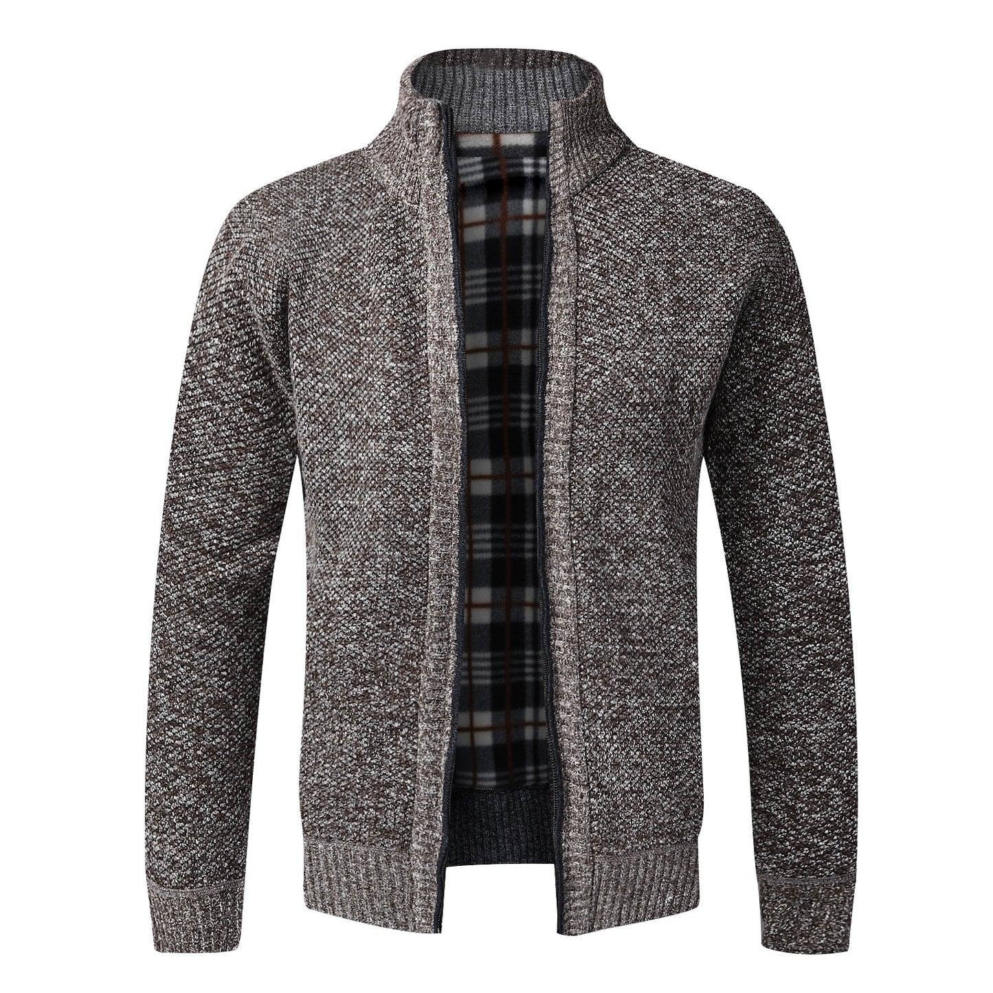 Men's Slim Fit Knitted Thick Fleece Zipper Sweatercoat (8 Colors)