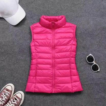 Spring autumn women 90% white duck down vest waistcoat soft warm thin Ultra Light waistcoat jacket female Portable vest coat