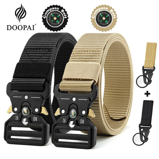Men's Army Outdoor Hunting Tactical Compass Multi Function Combat Nylon Luxury Belt (35 Styles)