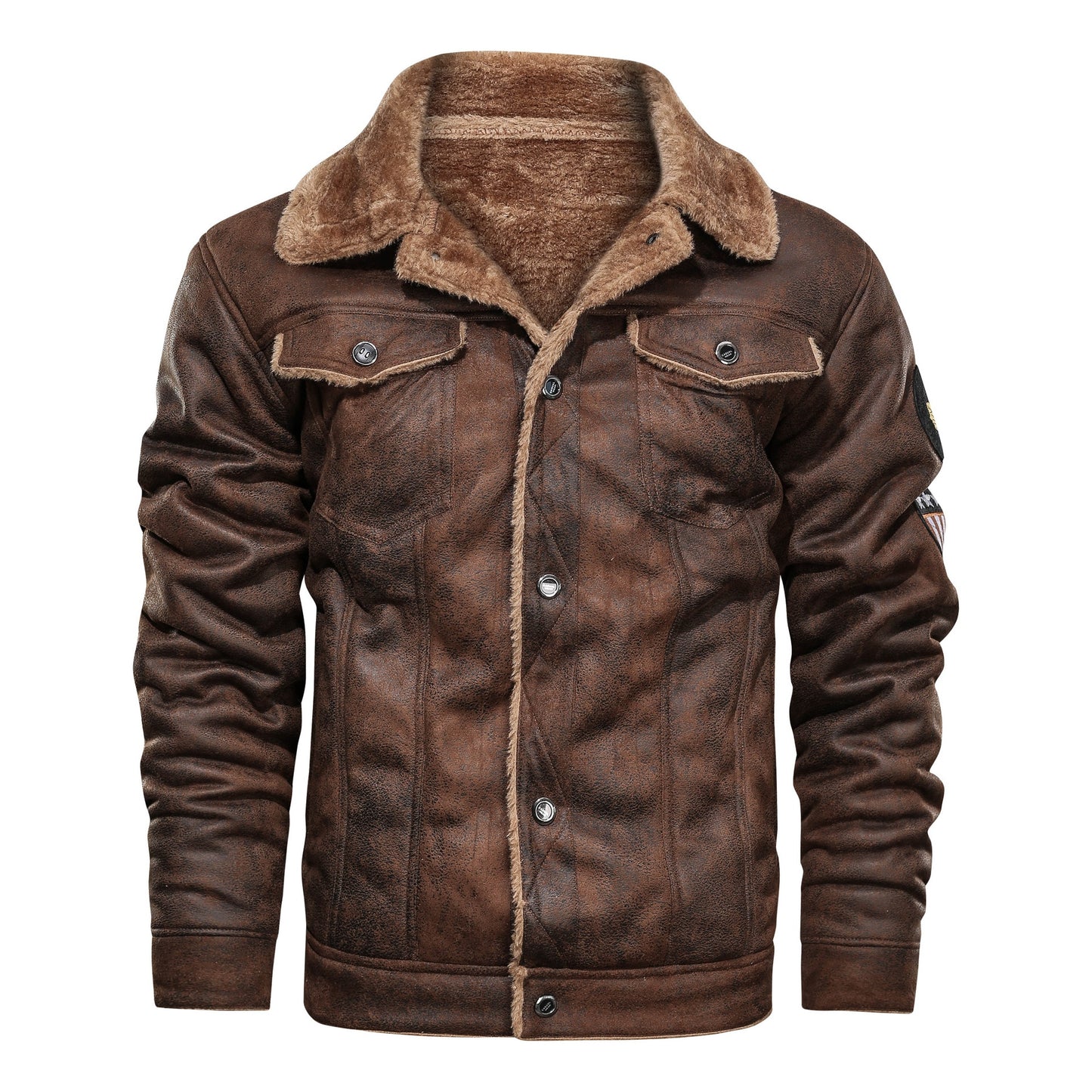 Men's Thick Bomber Faux Leather Jacket With Fleece lining (4 Colors / Options)