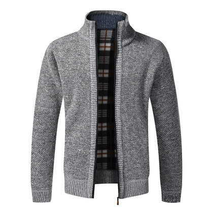 Men's Slim Fit Knitted Thick Fleece Zipper Sweatercoat (8 Colors)