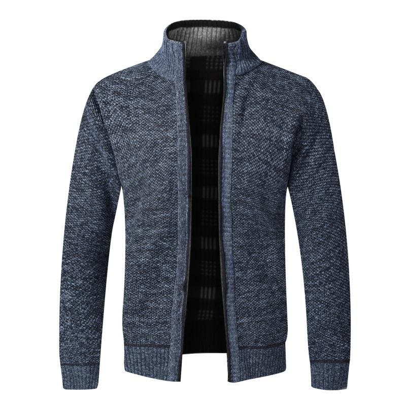 Men's Slim Fit Knitted Thick Fleece Zipper Sweatercoat (8 Colors)