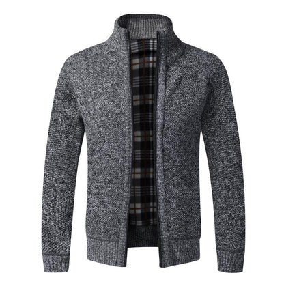 Men's Slim Fit Knitted Thick Fleece Zipper Sweatercoat (8 Colors)