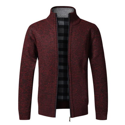 Men's Slim Fit Knitted Thick Fleece Zipper Sweatercoat (8 Colors)