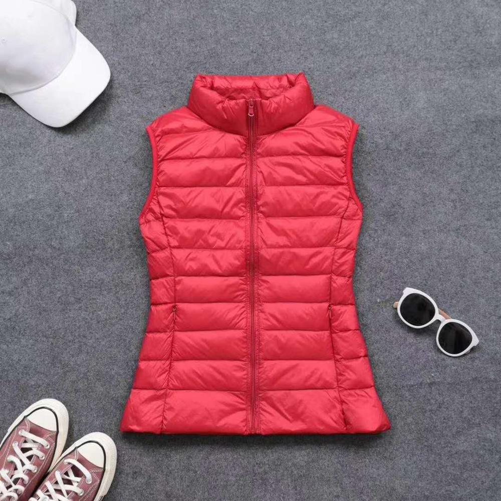 Spring autumn women 90% white duck down vest waistcoat soft warm thin Ultra Light waistcoat jacket female Portable vest coat