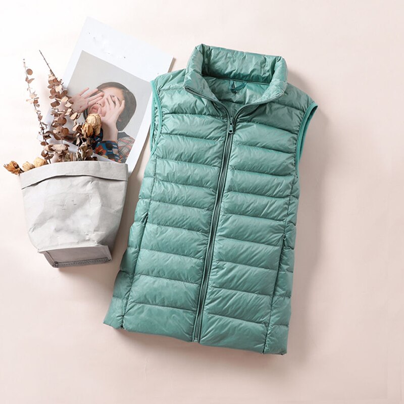 Spring autumn women 90% white duck down vest waistcoat soft warm thin Ultra Light waistcoat jacket female Portable vest coat