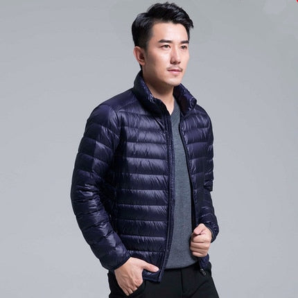 Men's Ultra Lightweight Water and Wind-Resistant Packable Down Stand Collar Jacket - Collection 2 (7 Colors)