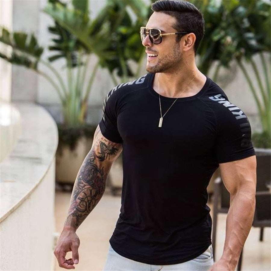 Men's Quick dry Sport Skinny Short Gym Fitness Bodybuilding Workout Tshirt (7 Colors)