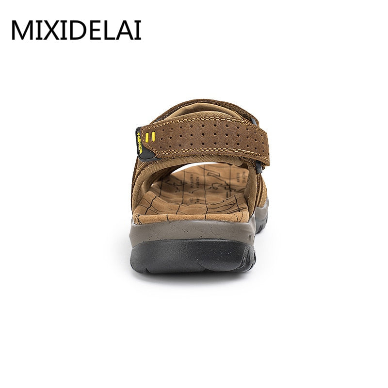 Men's Leisure Genuine Leather Casual Soft  Hook & Loop Beach Sandals - Collection 2 (6 Colors)