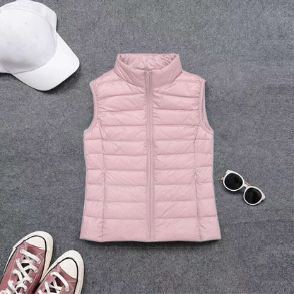 Spring autumn women 90% white duck down vest waistcoat soft warm thin Ultra Light waistcoat jacket female Portable vest coat