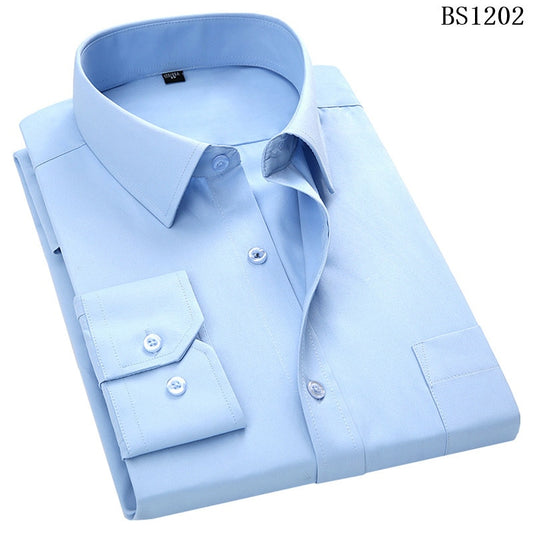 Men's Mens Business Classic Solid Long Sleeved Dress Shirts (6 Colors)