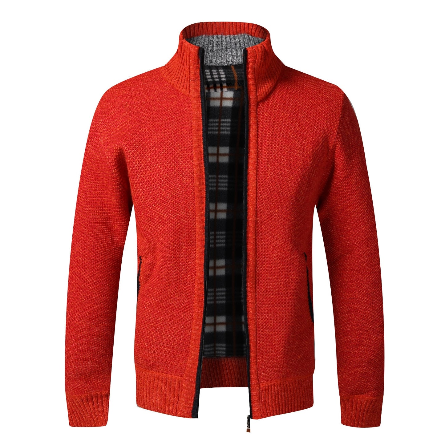 Men's Slim Fit Knitted Thick Fleece Zipper Sweatercoat (8 Colors)