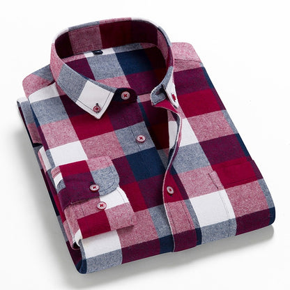 Men's 100% Cotton Flannel Plaid Casual Long Sleeve Shirt (12 Styles)