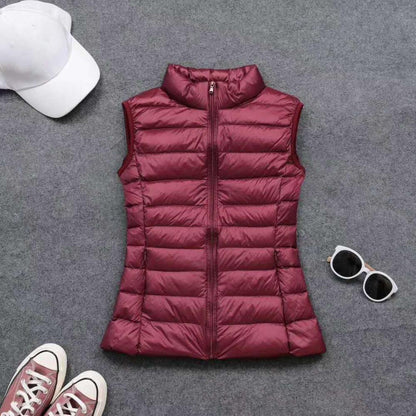 Spring autumn women 90% white duck down vest waistcoat soft warm thin Ultra Light waistcoat jacket female Portable vest coat