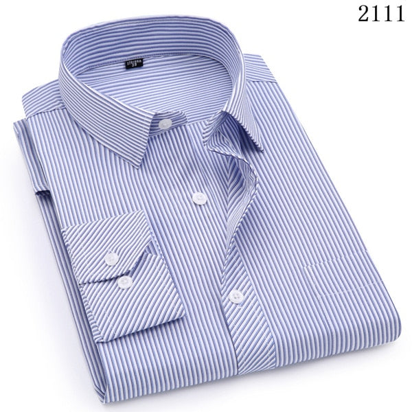 Men's Mens Business Classic Striped Long Sleeved Dress Shirts (5 Colors)