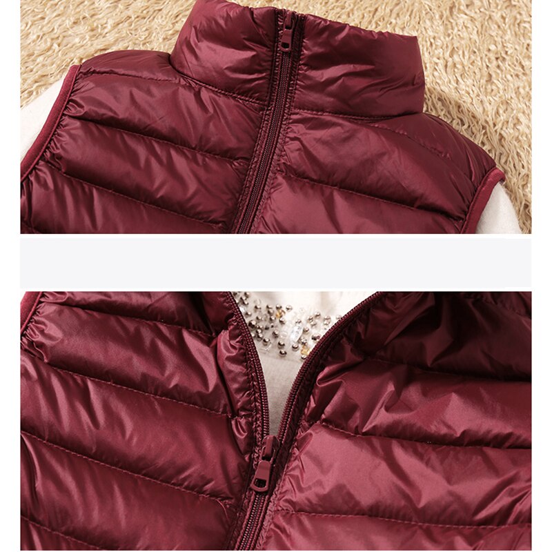 Spring autumn women 90% white duck down vest waistcoat soft warm thin Ultra Light waistcoat jacket female Portable vest coat