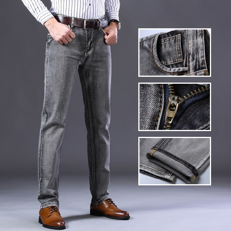 Men's Stretch Regular Fit Business Casual Classic Style Denim (6 Colors)