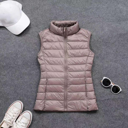 Spring autumn women 90% white duck down vest waistcoat soft warm thin Ultra Light waistcoat jacket female Portable vest coat