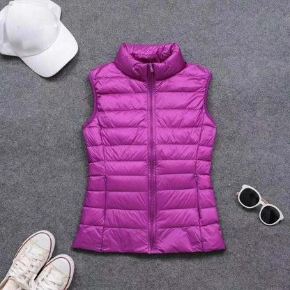 Spring autumn women 90% white duck down vest waistcoat soft warm thin Ultra Light waistcoat jacket female Portable vest coat