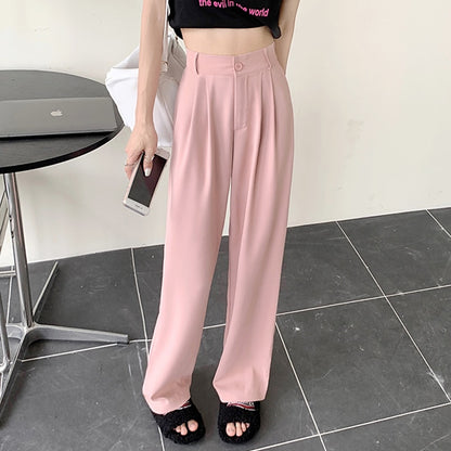 Women's Solid Color Loose Straight Wide Leg High Waist Pants (6 Colors)