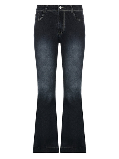 Women's Low Waisted Y2K Aesthetic Retro Flare Fashion Jeans