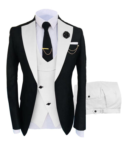 Men's Luxury Party Groomsmen Regular Fit Tuxedo 3 Peice Set Jacket+Trousers+Vest - Collection 2 (7 Colors)