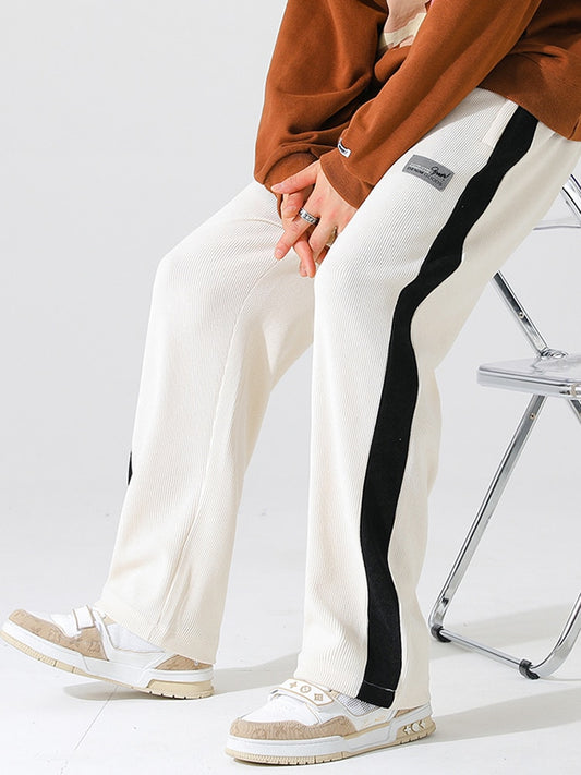 Men's Corduroy Baggy Joggers Zip Pockets Wide Leg Loose Casual Straight Track Sweatpants (4 Colors)