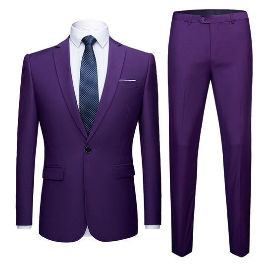 Men's 1 Button 2 pc (Jacket+Pant) Poly Viscose Business Dress Suit - Collection 2 (8 Colors)