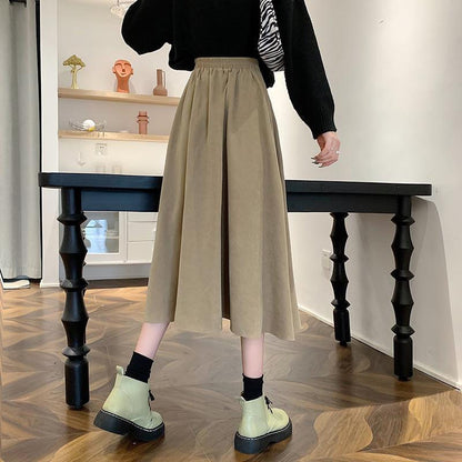 Women's  High Waist Pleated College Style Midi Skirt (5 Colors)