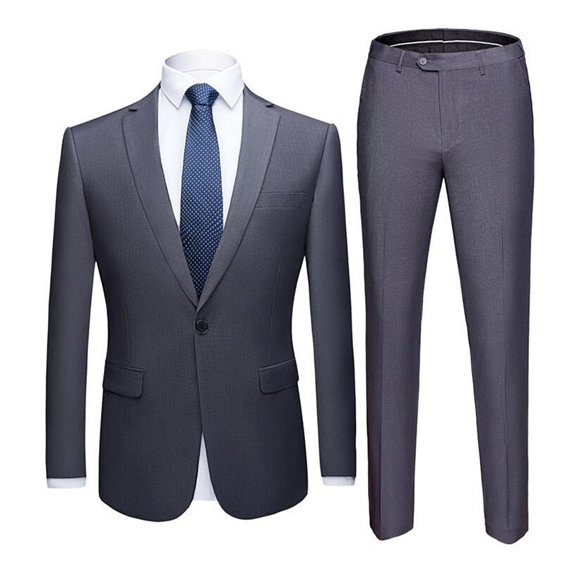 Men's 2 Button 2 pc (Jacket+Pant) Poly Viscose Business Dress Suit - Collection 1 (7 Colors)