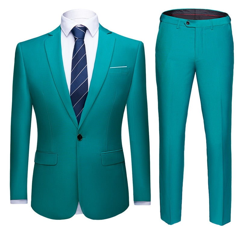 Men's 1 Button 2 pc (Jacket+Pant) Poly Viscose Business Dress Suit - Collection 1 (6 Colors)