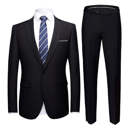 Men's 1 Button 2 pc (Jacket+Pant) Poly Viscose Business Dress Suit - Collection 2 (8 Colors)