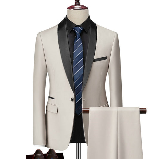 Men's 2 PC (Jacket+Pant) Polyester Viscose Wedding Party Tuxedo (9 Colors)