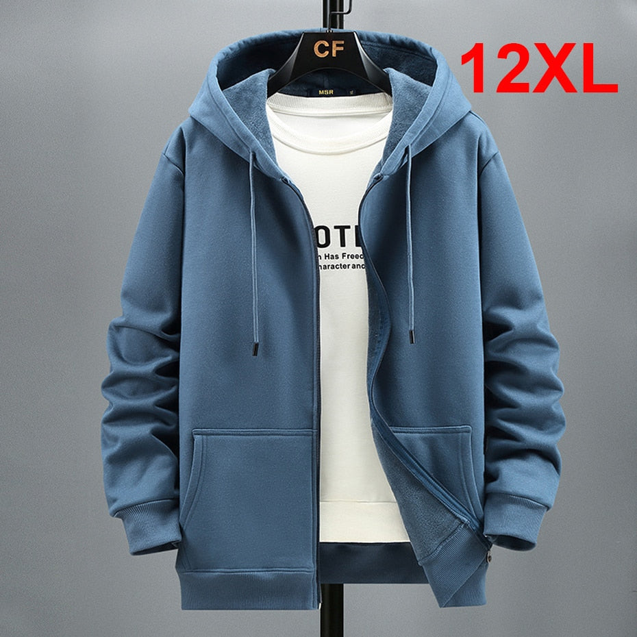 Men's Plus Size (2XL-12XL) Solid Color Winter Fleece Hoodies (5 Colors)