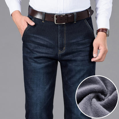 Men's Classic Style Business  Stretch Cotton With fleece Lining Jeans (2 Colors)