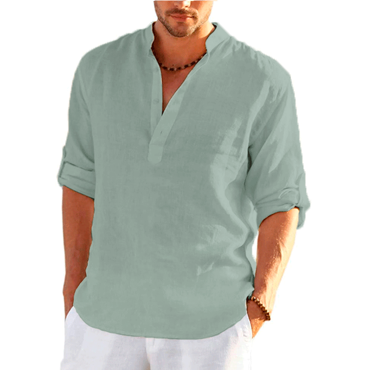 Men's Linen/Cotton Long Sleeve Solid Color Casual Shirt (12 Colors)