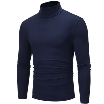 Men's Casual Slim Fit Basic Turtleneck High Collar & Round Neck Pullover (15 Options)