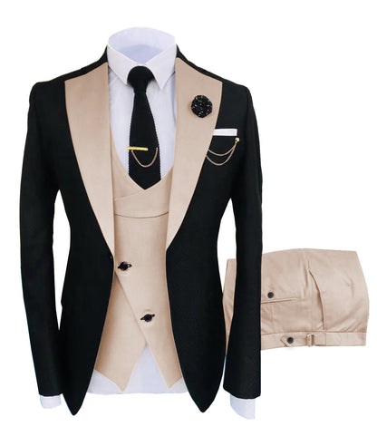 Men's Luxury Party Groomsmen Regular Fit Tuxedo 3 Peice Set Jacket+Trousers+Vest - Collection 3 (6 Colors)