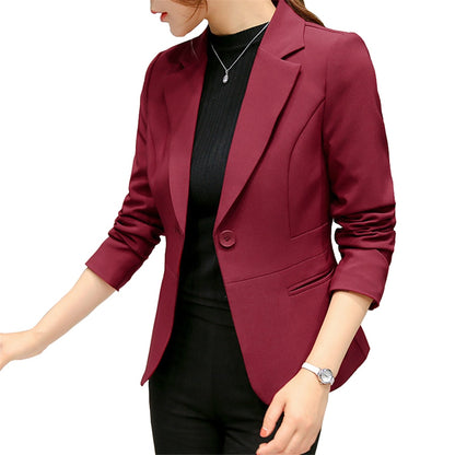 Women's Formal Single Button Notched Slim Pocket Blazer (10 Colors)