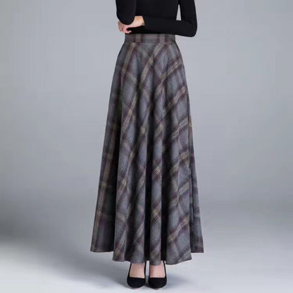 Womens Mid/Long High Waist Basic Wool Elastic A-Line Maxi Skirts (12 Colors)