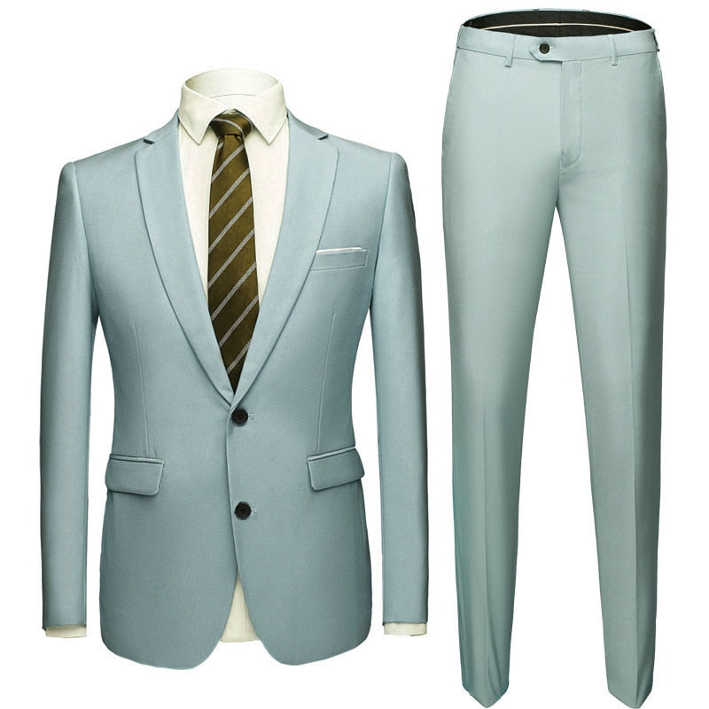 Men's 2 Button 2 pc (Jacket+Pant) Poly Viscose Business Dress Suit - Collection 2 (6 Colors)