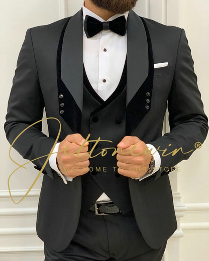 Men's Fashion Wedding Slim Fit 3 Piece Groom Tuxedo Suit - Collection 1 (8 colors)